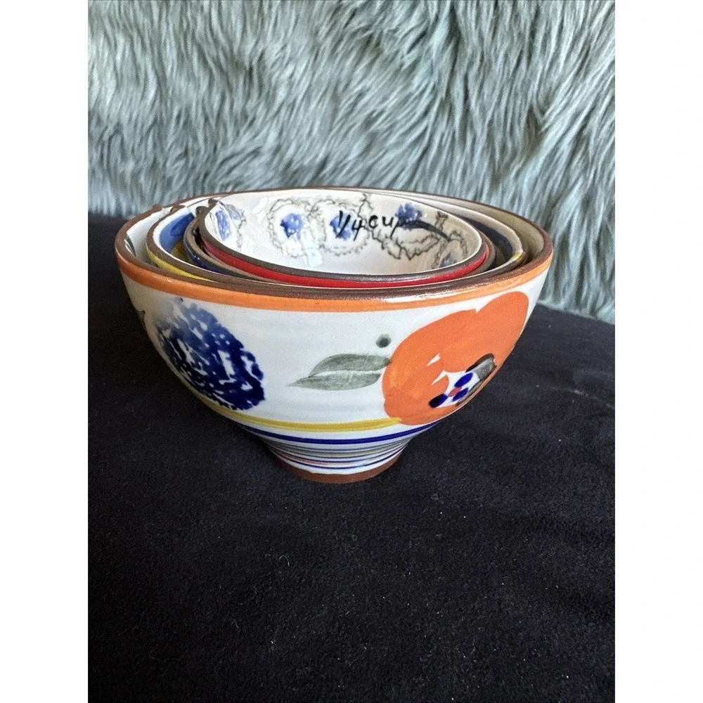 Anthropologie Nesting Measuring Cups Set Of 4 Multi Use Boho Artsy Chic Retro